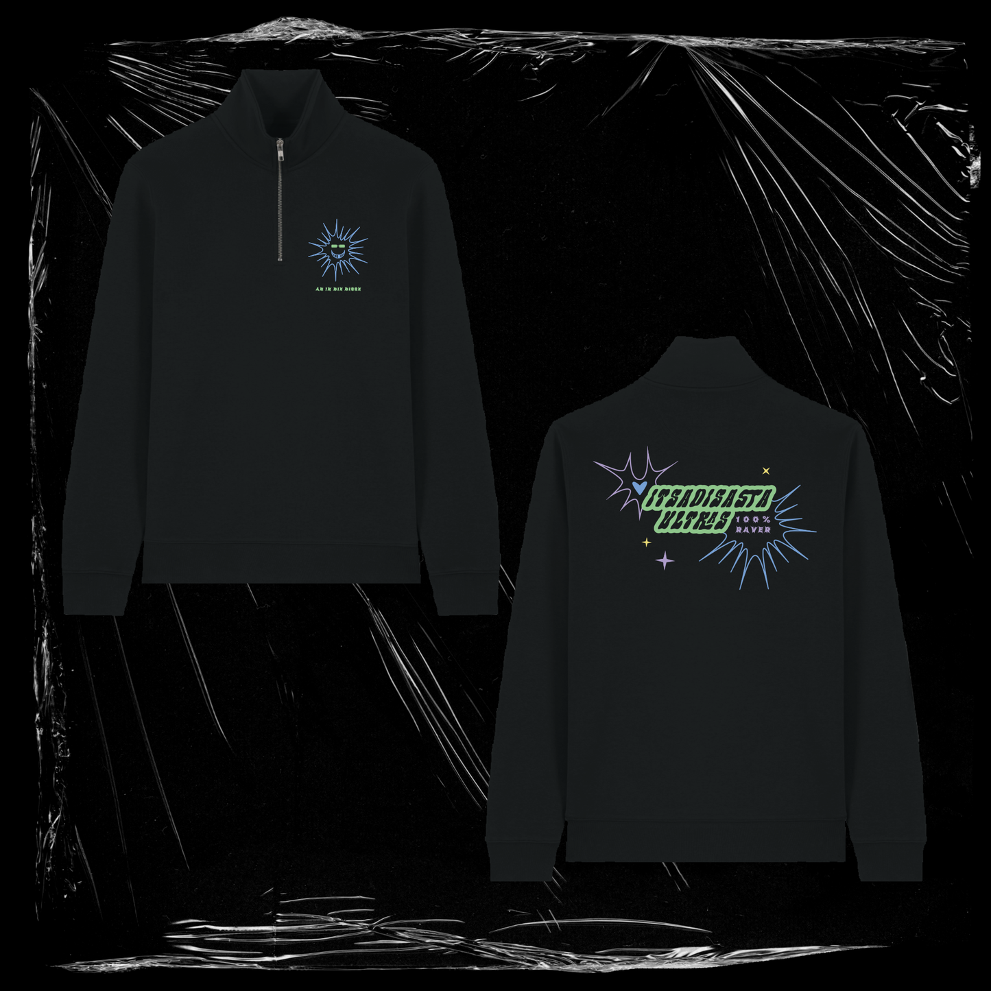 ITSADISASTA ULTRAS HALF ZIP CREWNECK BLACK