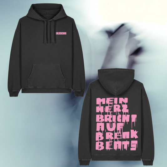 "!NLIEBEBOG" HOODIE BLACK/PINK