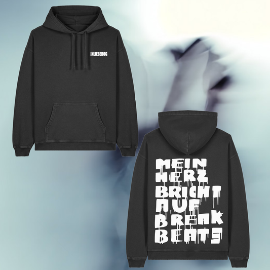 "!NLIEBEBOG" HOODIE BLACK/WHITE