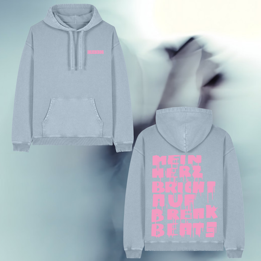 "!NLIEBEBOG" HOODIE BLUE/PINK