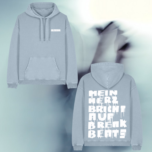 "!NLIEBEBOG" HOODIE BLUE/WHITE