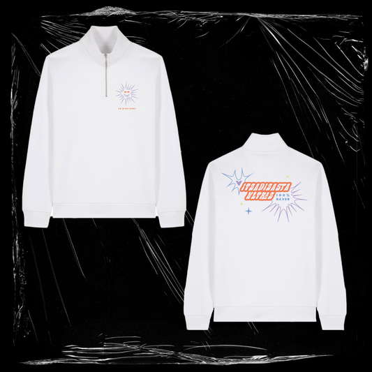 ITSADISASTA ULTRAS HALF ZIP CREWNECK WHITE