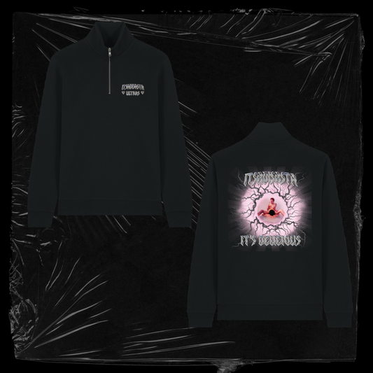 ITSDELICIOUS HALF ZIP CREWNECK BLACK