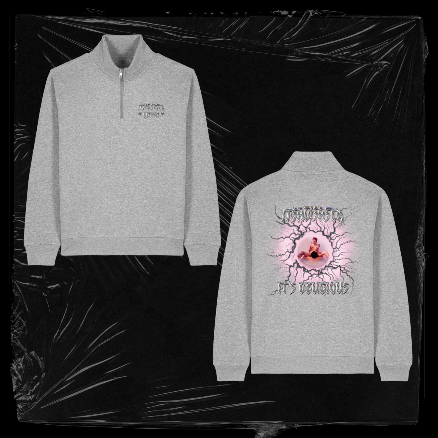 ITSDELICIOUS HALF ZIP CREWNECK GREY